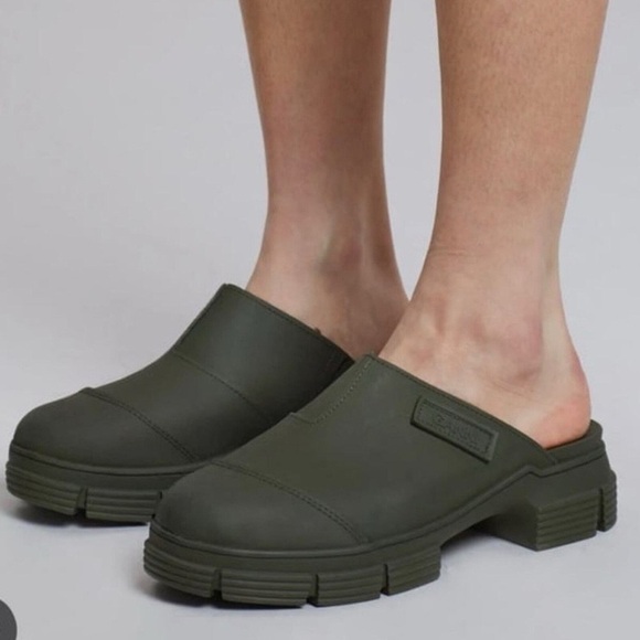 GANNI Recycled Rubber City Mule in Kalamata Green Sz. EU 43 / US 13 - Picture 3 of 13